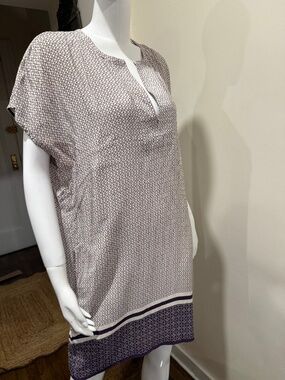 Vince 100% Silk Geometric Print Tunic Shift Dress Size L